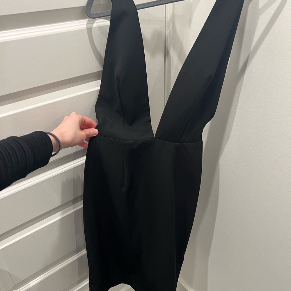 SOLACE London black plunge V-neck midi dress